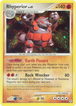 Rhyperior 012/130 - Reverse Holofoil Diamond and Pearl - Holo Rare