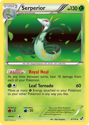 Serperior (6) 006/114 - Reverse Holofoil Black and White - Holo Rare