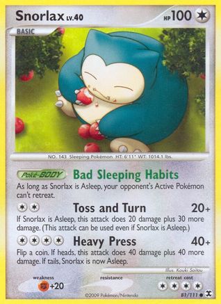 Snorlax (81) 081/111 - Reverse Holofoil Rising Rivals - Common