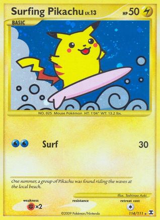 Surfing Pikachu 114 - Holofoil Rising Rivals - Secret Rare