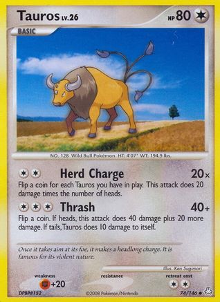 Tauros 074 - Reverse Holofoil Legends Awakened - Uncommon
