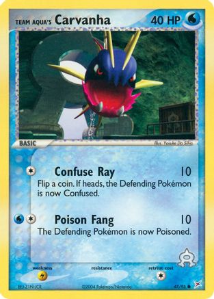 Team Aqua's Carvanha 047/95 - Reverse Holofoil Team Magma vs Team Aqua - Common