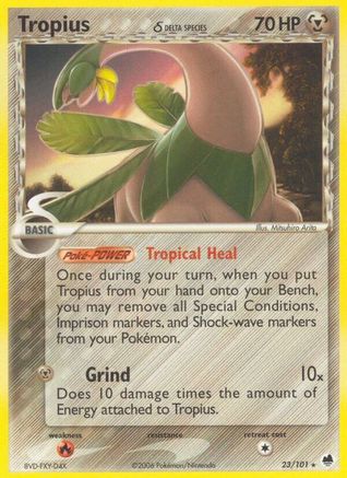 Tropius (Delta Species) 023/101 - Reverse Holofoil Dragon Frontiers - Rare