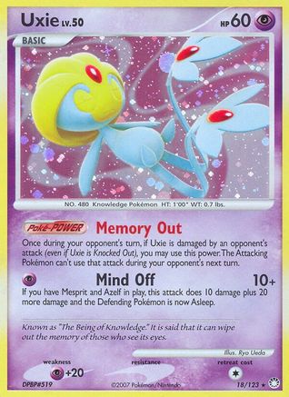 Uxie 018/123 - Reverse Holofoil Mysterious Treasures - Holo Rare
