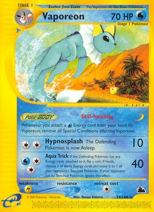 Vaporeon 033 - Reverse Holofoil Skyridge - Rare