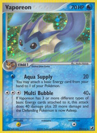 Vaporeon 019 - Reverse Holofoil Unseen Forces - Holo Rare