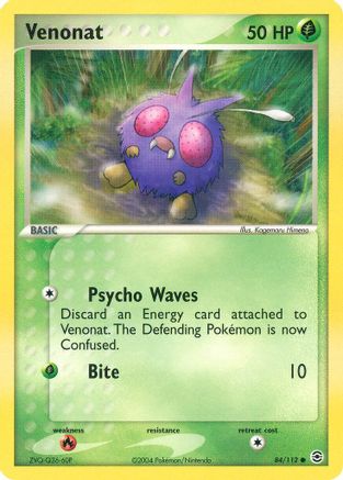 Venonat 084 - Reverse Holofoil FireRed & LeafGreen - Common