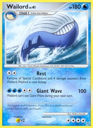 Wailord 047 - Reverse Holofoil Supreme Victors - Rare