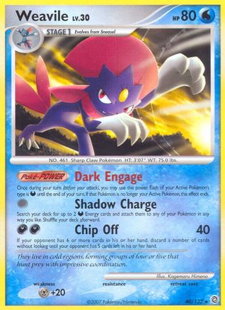 Weavile 040 - Reverse Holofoil Secret Wonders - Rare