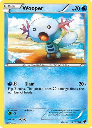 Wooper 021/116 - Reverse Holofoil Plasma Freeze - Common
