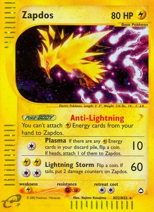 Zapdos (H32) H32 - Holofoil Aquapolis - Holo Rare