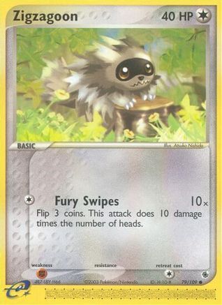 Zigzagoon 079/109 - Reverse Holofoil Ruby and Sapphire - Common