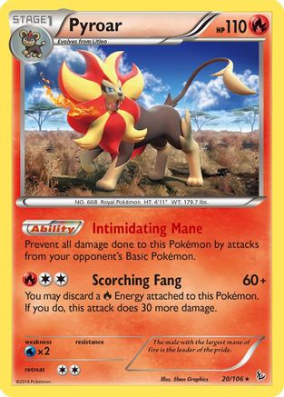 Pyroar 020/106 - Reverse Holofoil XY Flashfire - Holo Rare
