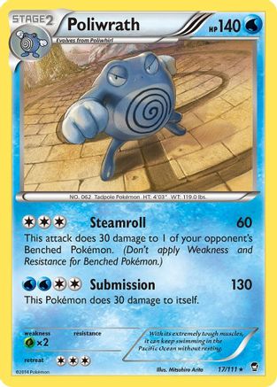 Poliwrath 017/111 - Reverse Holofoil XY Furious Fists - Holo Rare