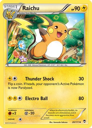 Raichu 028/111 - Reverse Holofoil XY Furious Fists - Uncommon