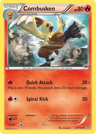 Combusken 027/160 - Reverse Holofoil XY Primal Clash - Uncommon