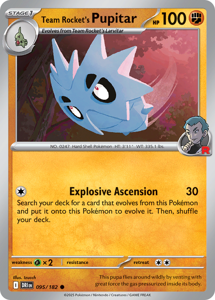 Team Rocket's Pupitar - 095/182 - Common - Reverse Holofoil