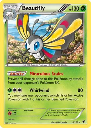 Beautifly 005/108 - Reverse Holofoil XY Roaring Skies - Holo Rare