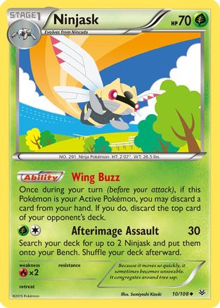 Ninjask 010/108 - Reverse Holofoil XY Roaring Skies - Uncommon