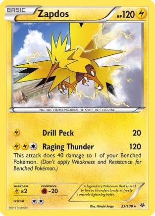 Zapdos 023/108 - Reverse Holofoil XY Roaring Skies - Rare