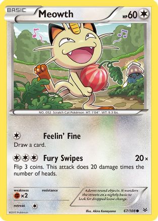 Meowth 067/108 - Reverse Holofoil XY Roaring Skies - Common