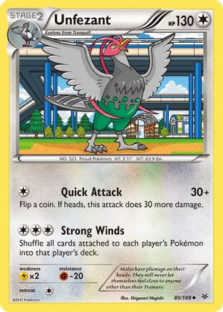 Unfezant (80) 080 - Reverse Holofoil XY Roaring Skies - Uncommon