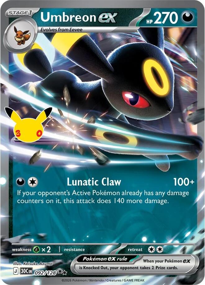 Umbreon ex 092/128 - Holofoil ME 30th Celebration - Double Rare