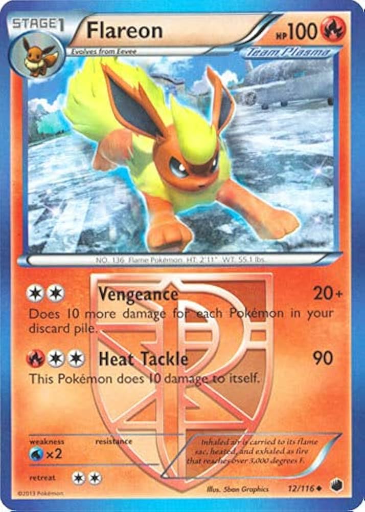 Flareon - 12/116 - Reverse Holo Rare - (Lightly Played)