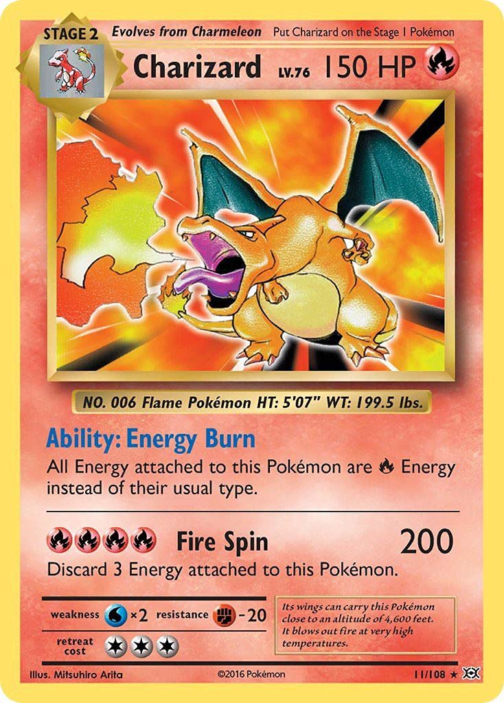 Charizard - 11/108 - Holo Rare (Very Lightly Played)