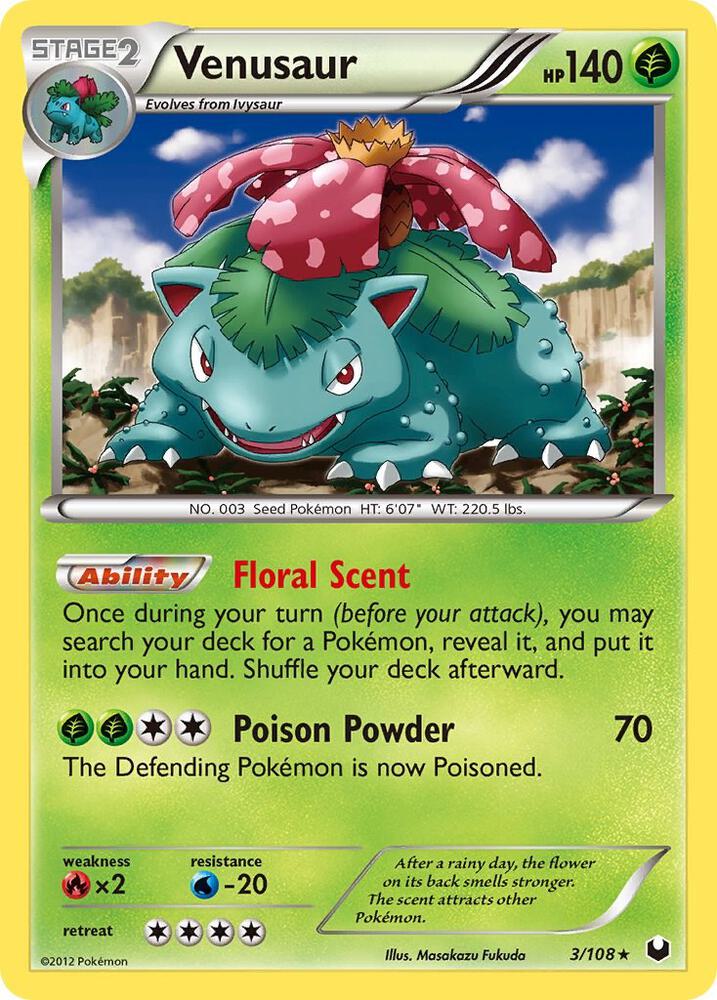 Venusaur 3/108 - Holo Rare - Heavily Played