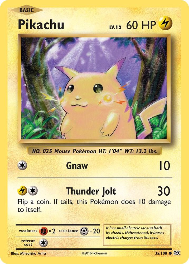 Pikachu 35/108 - Reverse Holo - Heavily Played