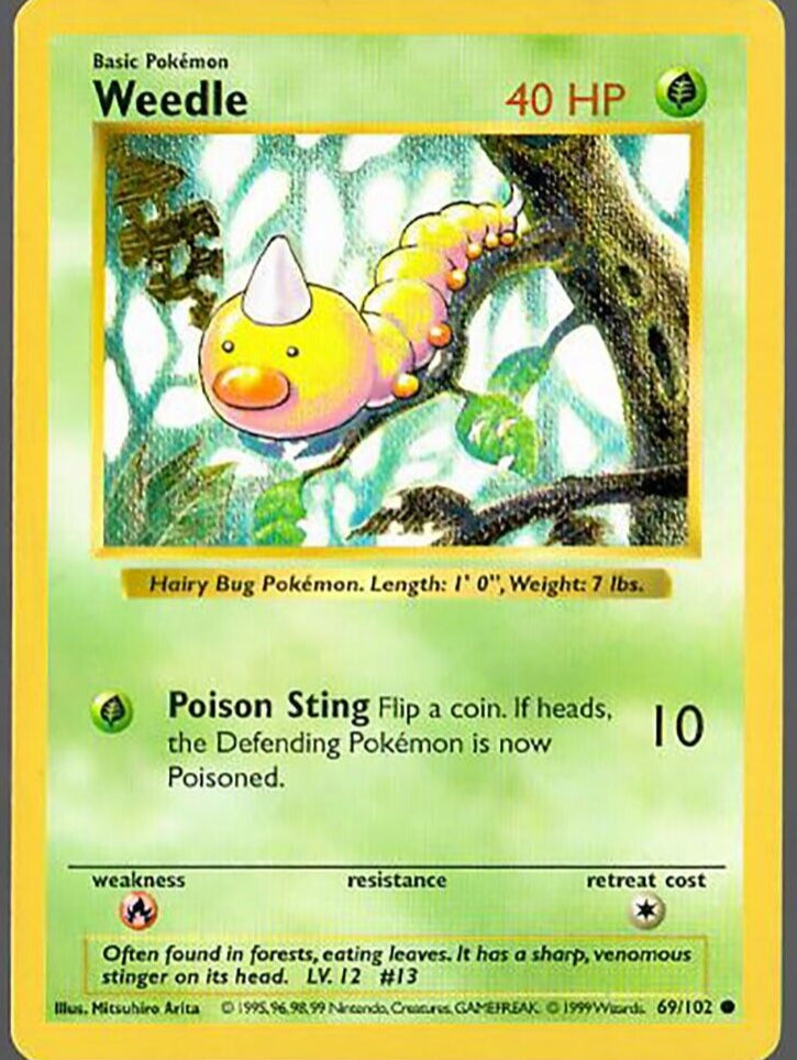 Weedle 69/102 - Shadowless - Heavily Played