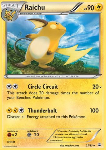 Raichu - 27/83 - Holo Rare - Reverse Holofoil