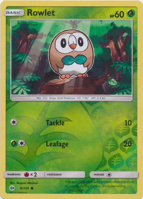 Rowlet - 9/149 - Common - Reverse Holofoil