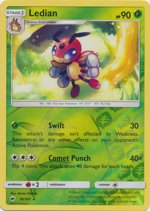 Ledian - 10/147 - Rare - Reverse Holofoil