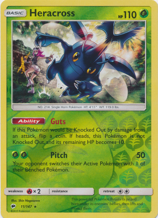 Heracross - 11/147 - Rare - Reverse Holofoil
