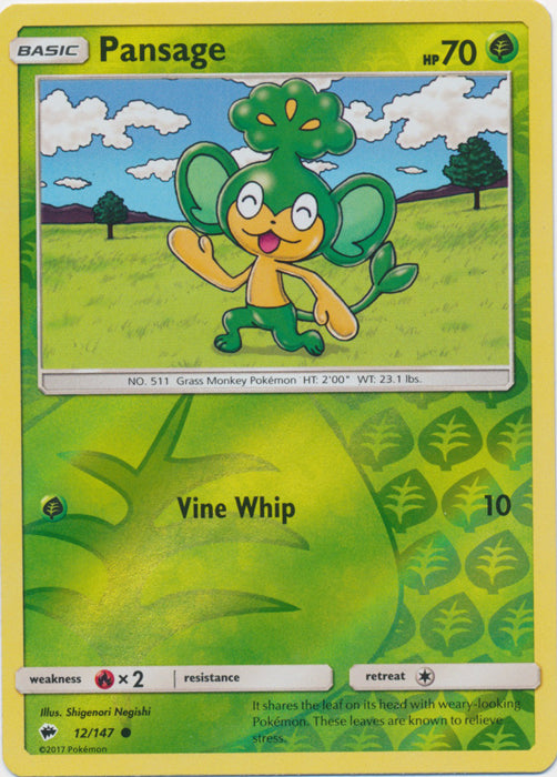 Pansage - 12/147 - Common - Reverse Holofoil