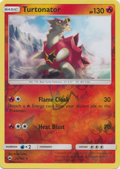 Turtonator - 26/147 - Rare - Reverse Holofoil