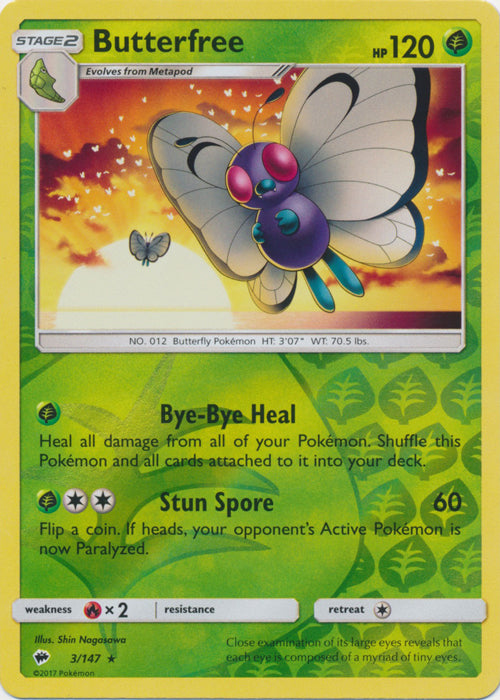 Butterfree - 3/147 - Rare - Reverse Holofoil