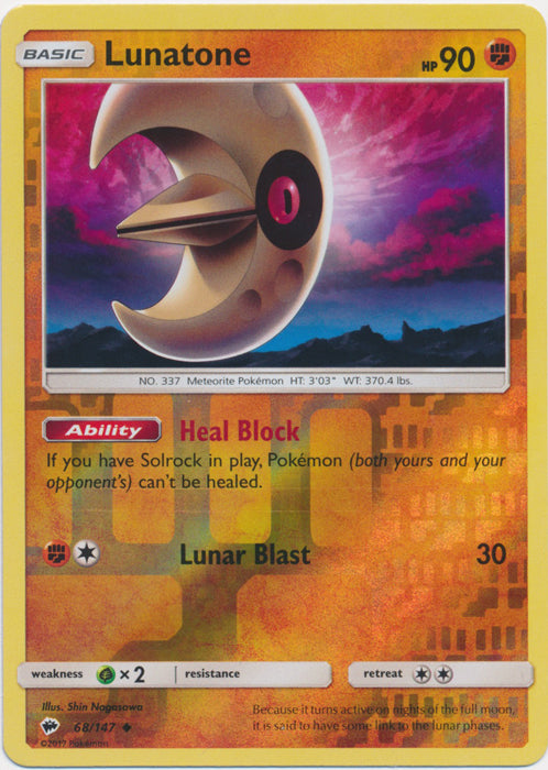 Lunatone - 68/147 - Uncommon - Reverse Holofoil