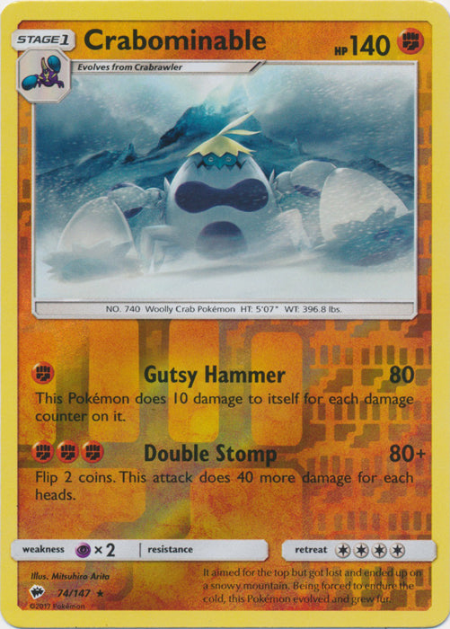 Crabominable - 74/147 - Rare - Reverse Holofoil