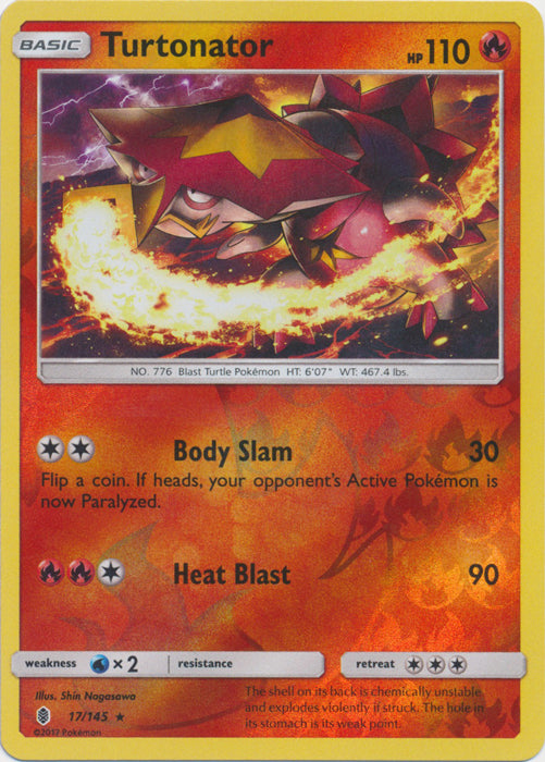Turtonator - 17/145 - Rare - Reverse Holofoil