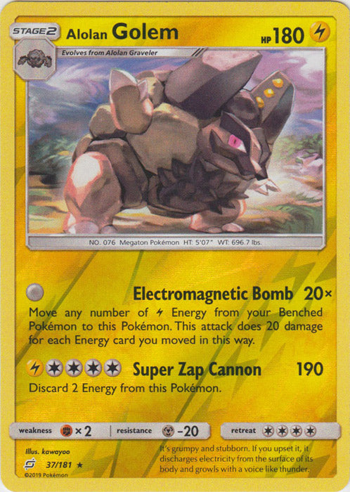 Alolan Golem - 37/181 - Rare - Reverse Holofoil