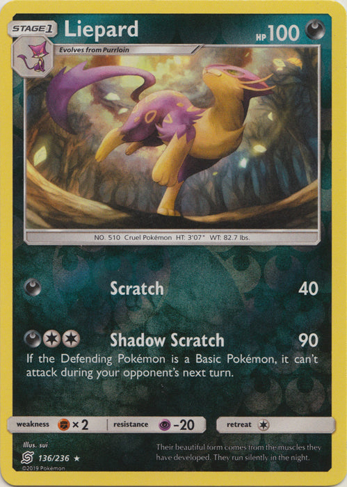 Liepard - 136/236 - Rare - Reverse Holofoil