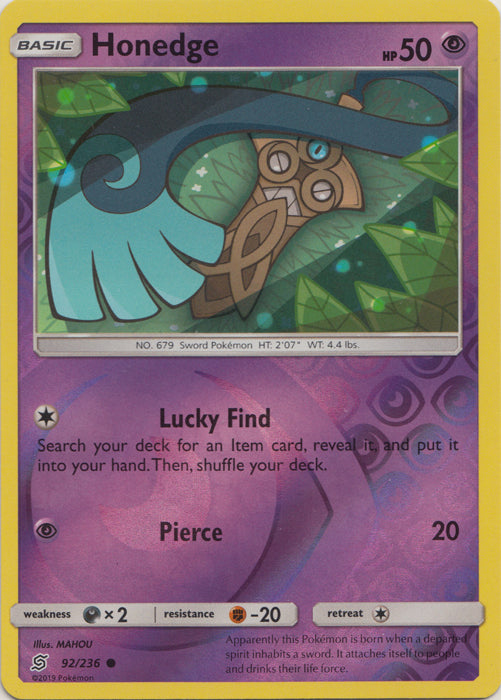 Honedge - 92/236 - Common - Reverse Holofoil