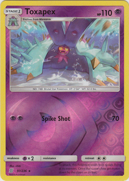 Toxapex - 97/236 - Rare - Reverse Holofoil