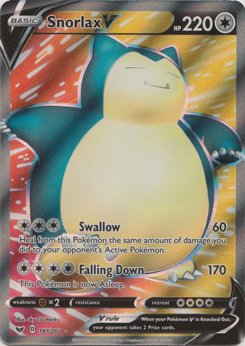 Snorlax V - 197/202 - Full Art Ultra Rare