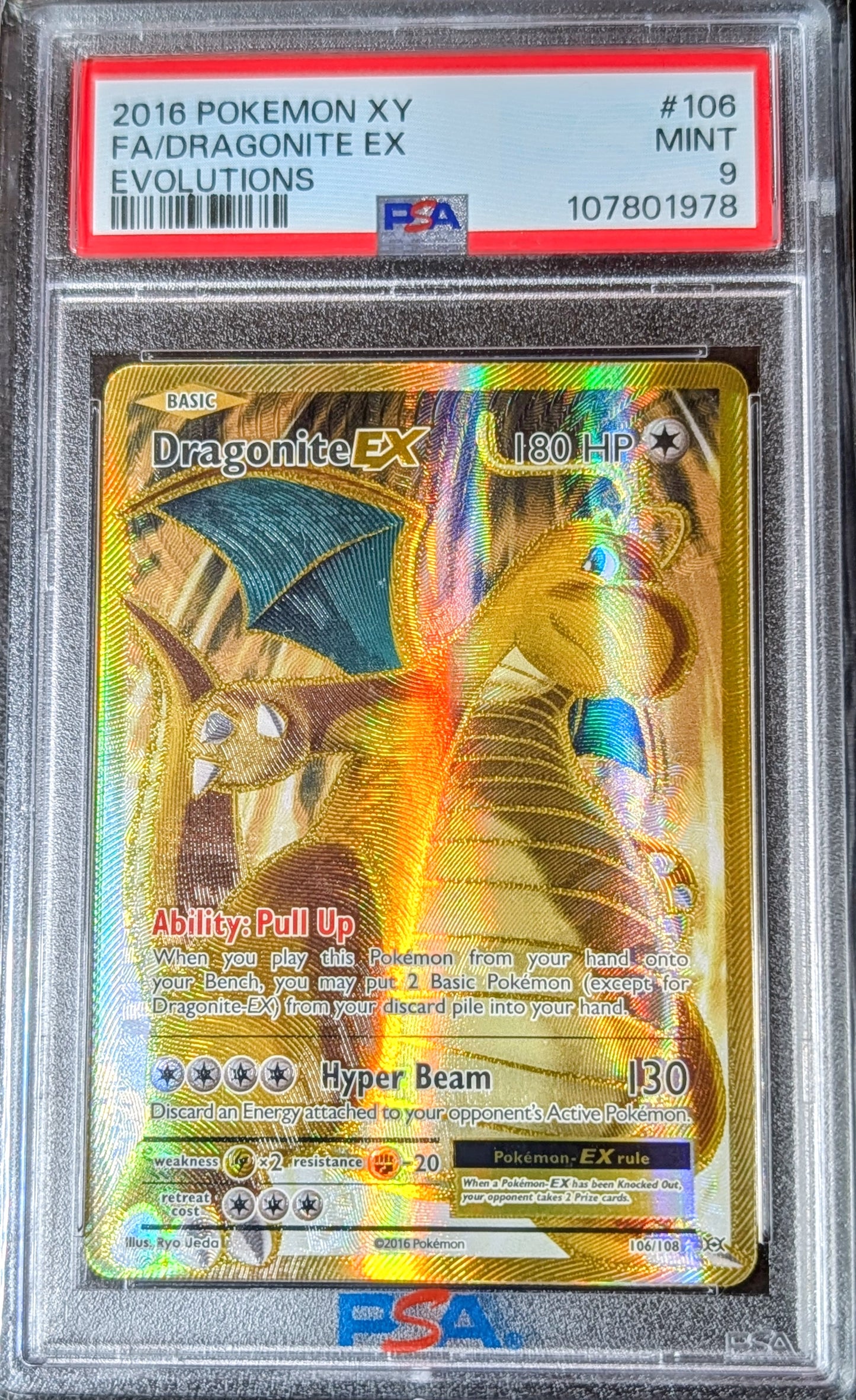 PSA 9 Dragonite EX 106/108