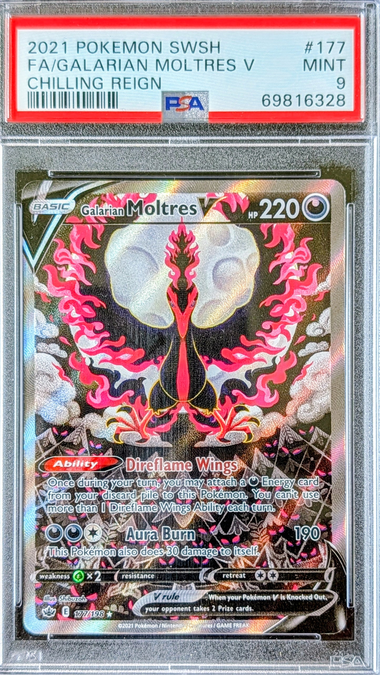 PSA 9 Galarian Moltres V 177/198