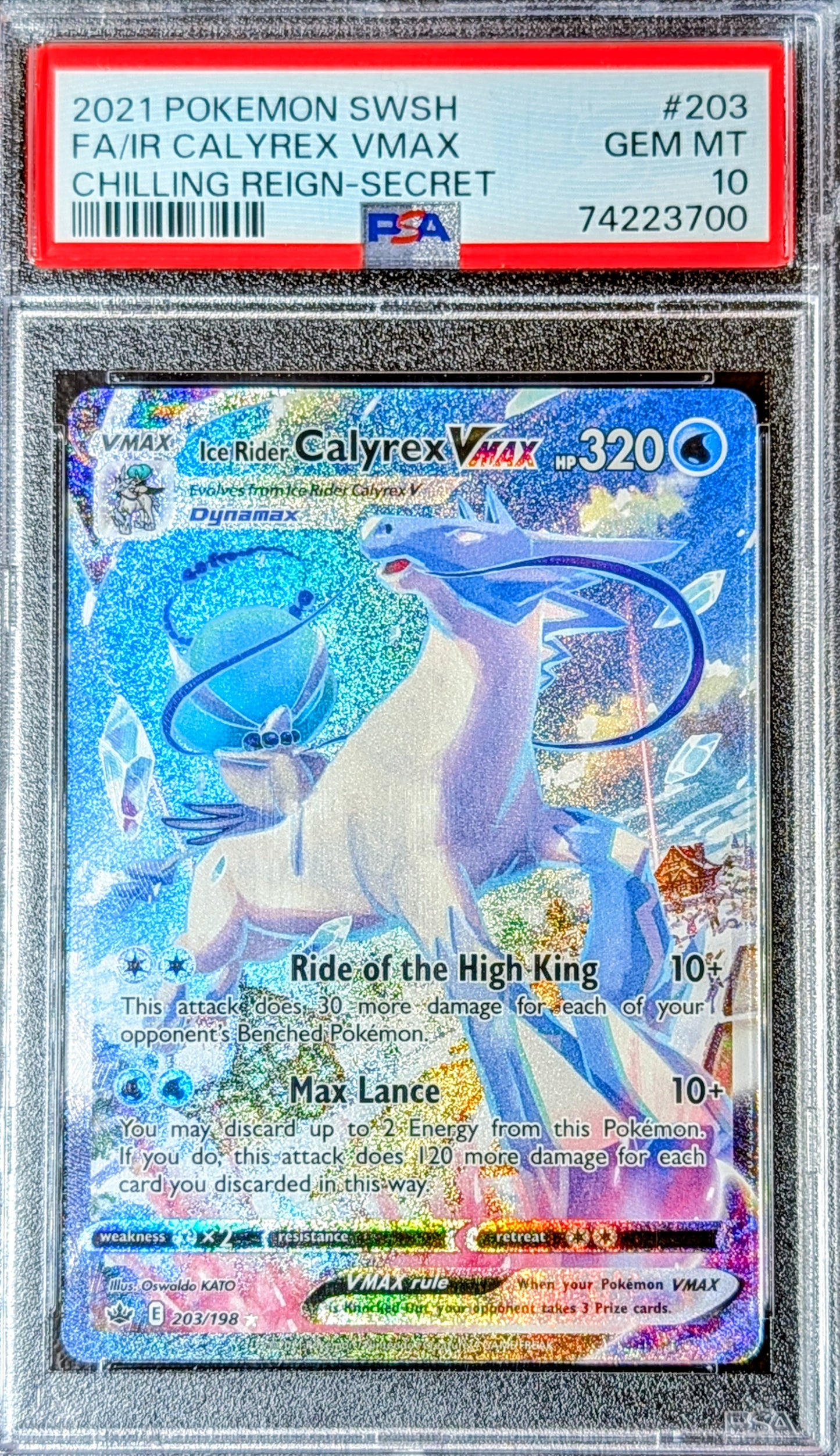 PSA 10 Ice Rider Calyrex VMAX 203/198